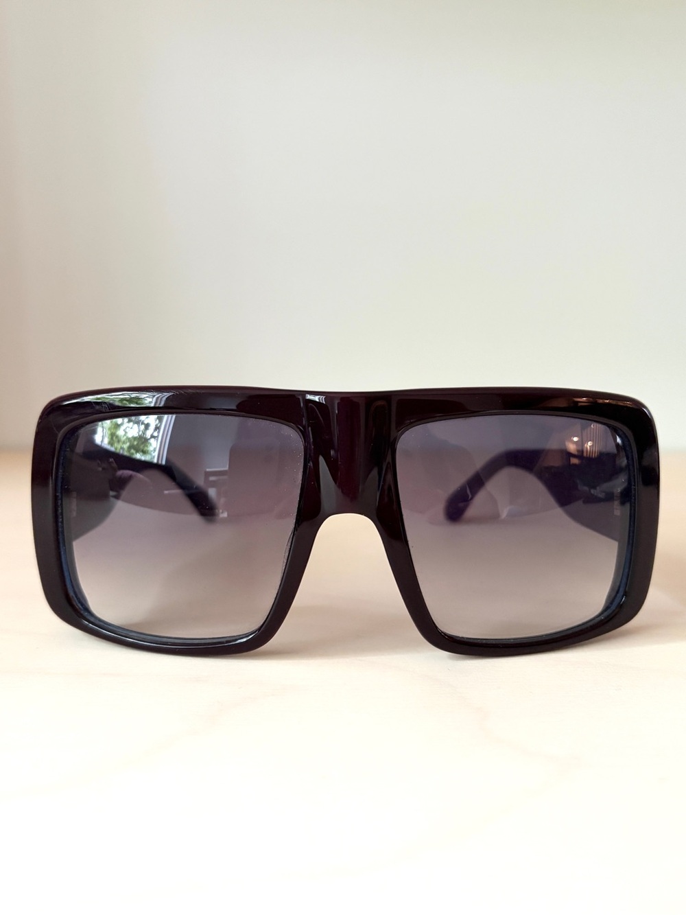 Karen Walker Oversized Black Square Sunglasses with Gradient Lenses